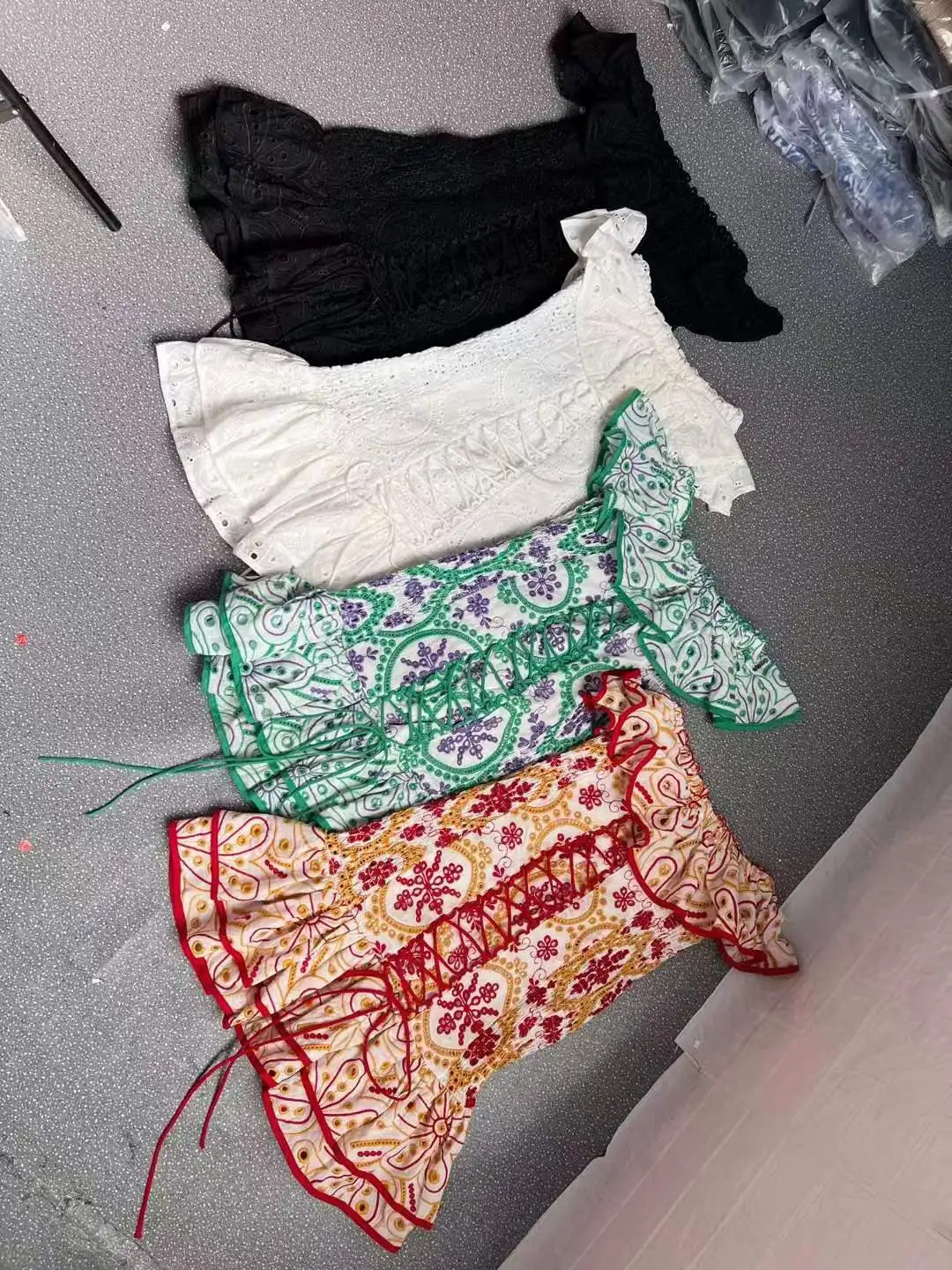 2023 Summer New One-shoulder Lotus Leaf Lace Waist Slim Holiday Style Dresses Hollow Short Dress Women