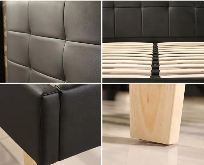 Upholstered headboards queen size leather beds new design soft pu beds for sale