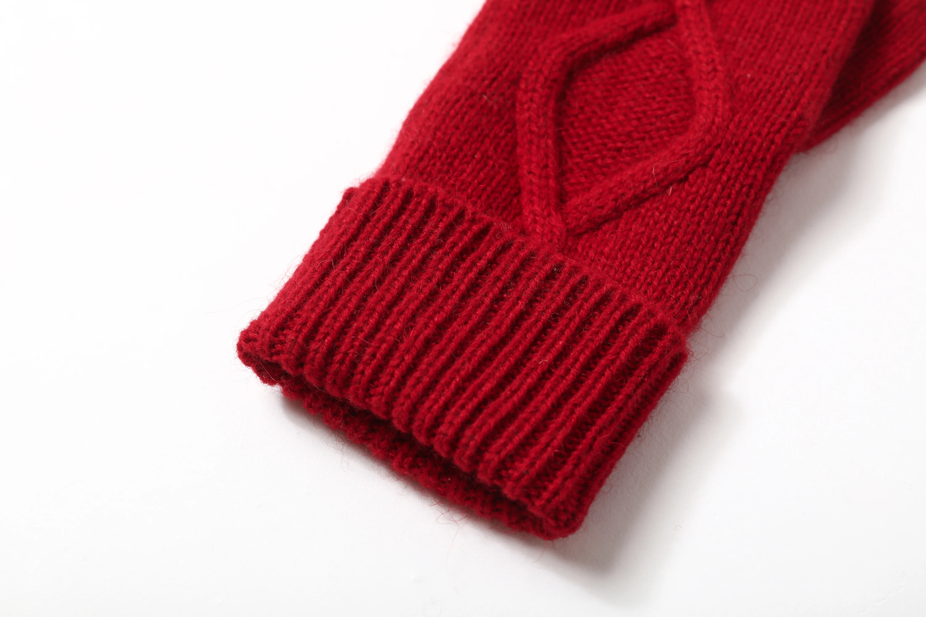 Warm Stretch Women Winter Pure Virgin Cashmere Thick Knitted Gloves Mittens