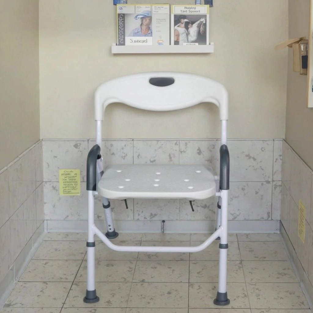 Adjustable Aluminum Alloy Bathroom Shower Chair with Armrests for Elderly Toilets Shower Seats Rehabilitation Therapy Supplies