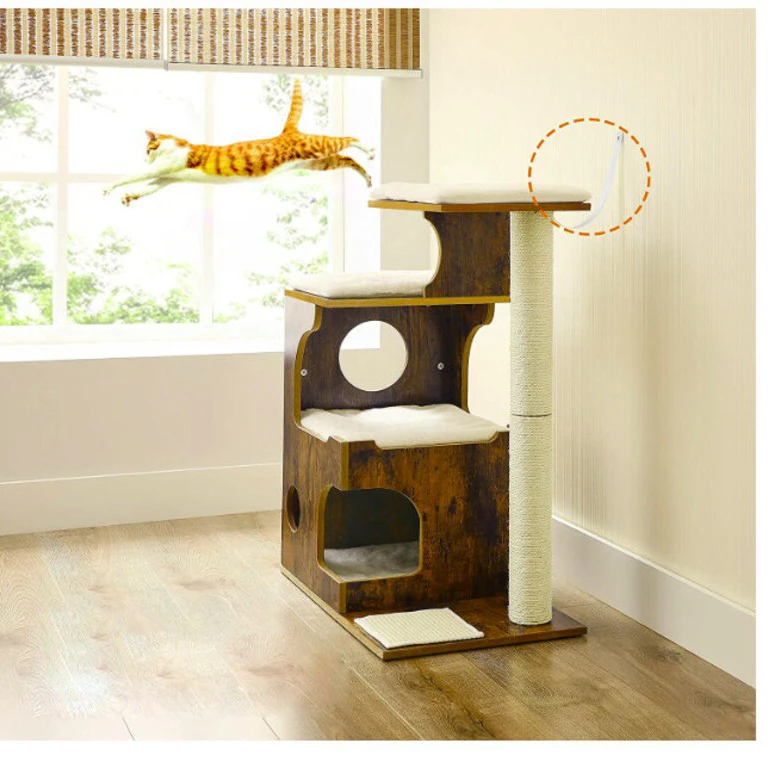 modern cat trees scratcher house cat tree condo wood tower pet house & luxury cat tree house climbing frame with litter box