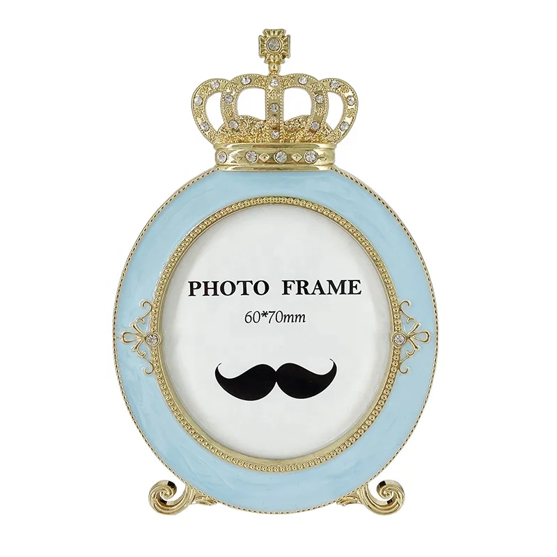 2Pcs Gift Box Crown  Enamel Zinc Alloy Metal Photo Frame For Home Decoration