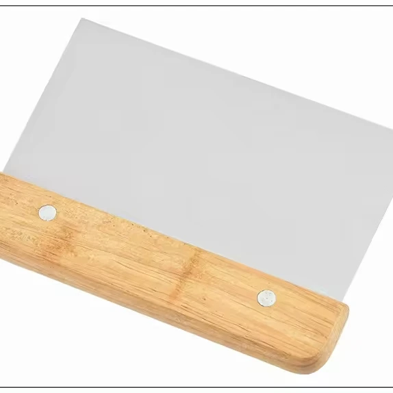 Kitchen Multipurpose Stainless Steel Bench Scraper Kitchen dough sheeter and cutter with wood handle for Bread and Pizza Dough