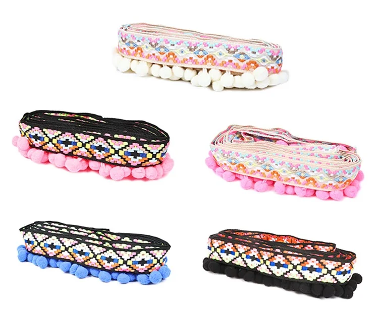 
Wholesale Braid Embroidered Tassel Lace Fringe Pom Pom Trim 