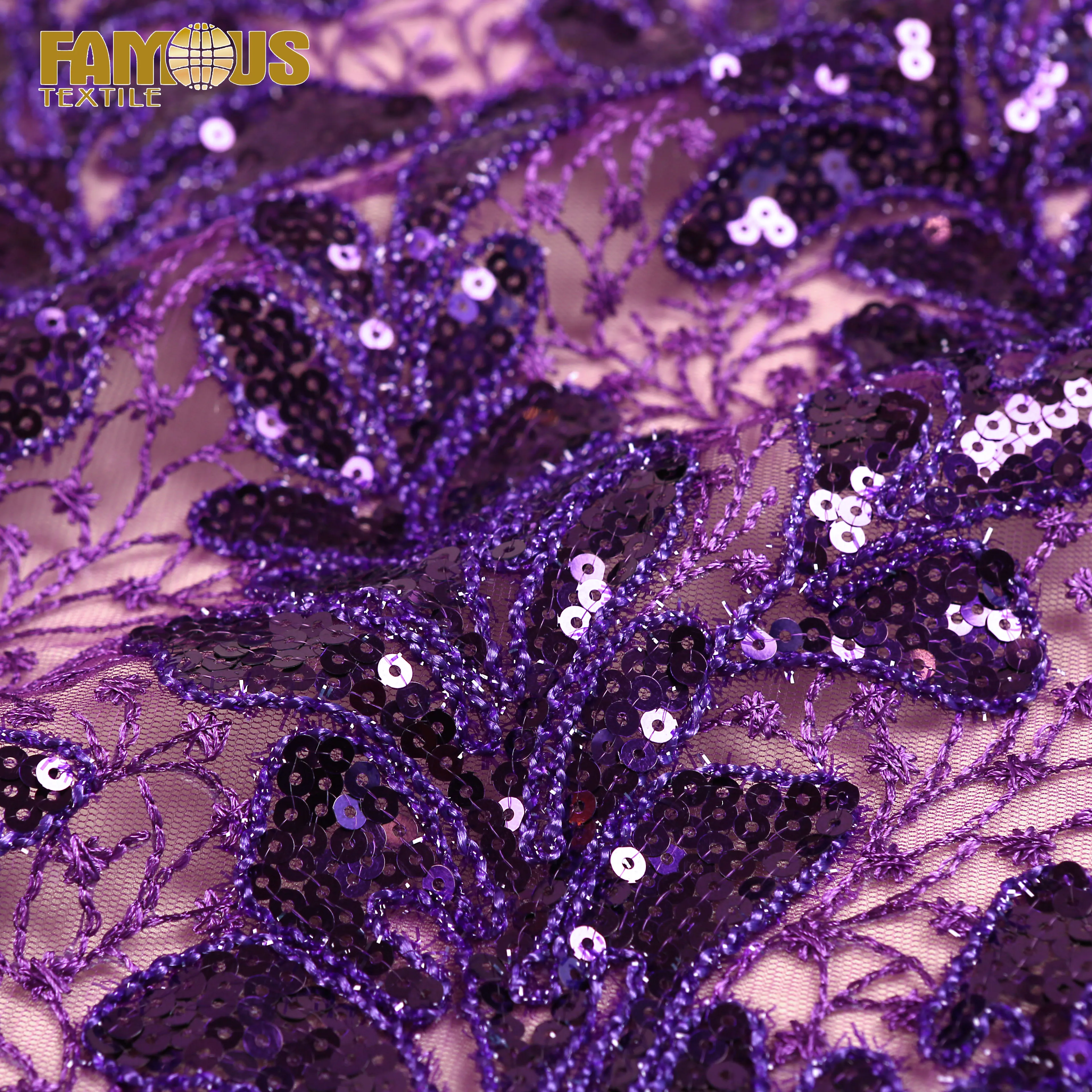 5 ярдов фиолетовые кружевные шнурки для вышивки материал женщин африканская французская кружевная ткань с блестками