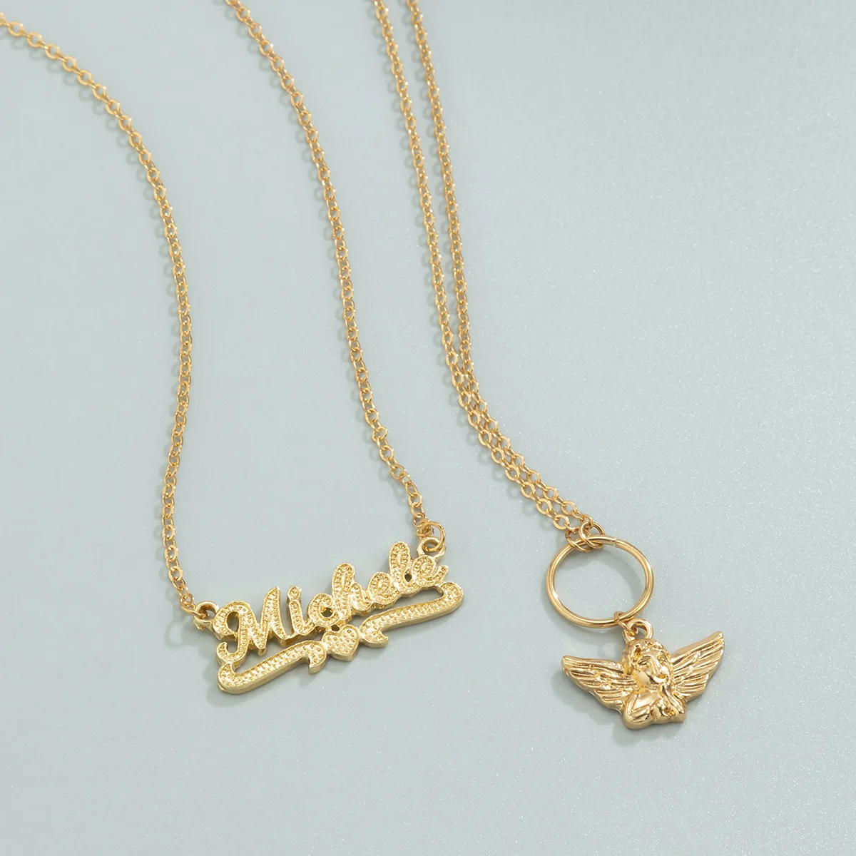  WC-015 Sexy INS Style Alloy Letter Chain Belt Waist Hip-hop Angel Pendant Geometric Ring for