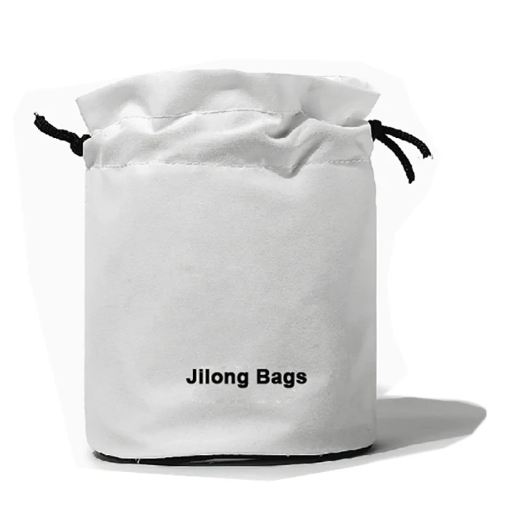 Fashion White Silk Satin Custom Logo Drawstring Bag Makeup Bag Reusable Round Bottom Brand Gift Bag