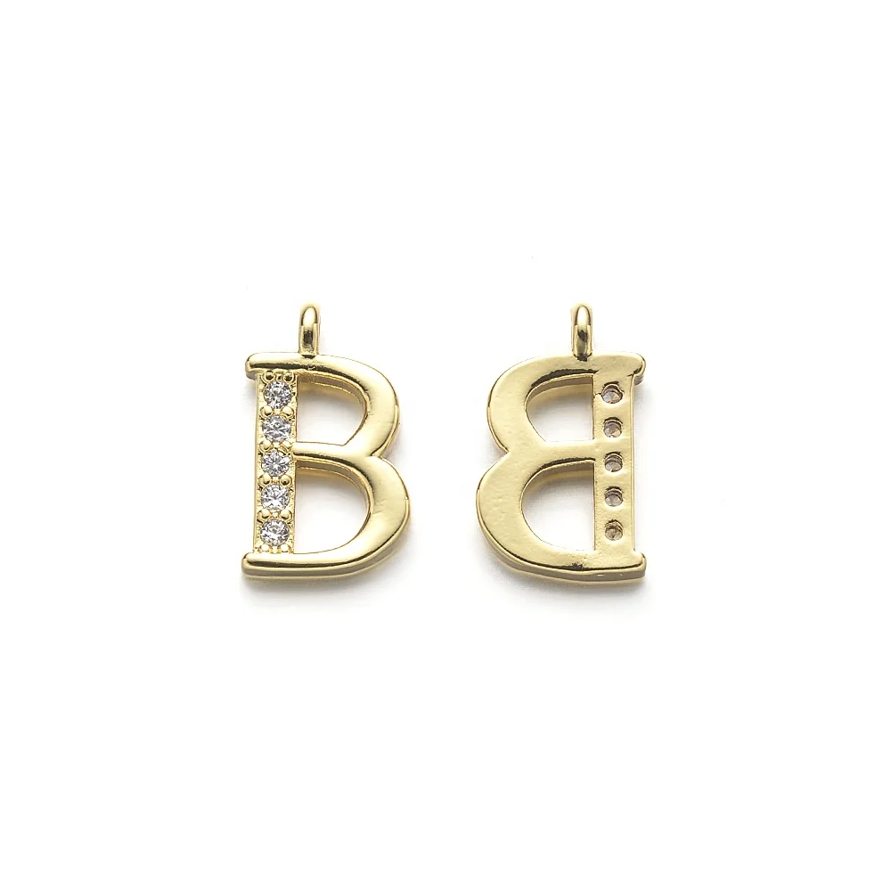 Cliobeads Gold Plated DIY Jewelry Charms CZ Letter Alphabet Pendants Charms