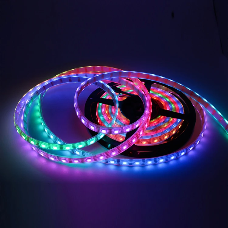 SMD 5050 Full Color 5M 60leds/M APP Wifi Control Smart Led Strip 5V WS2812b Digital RGB LED Strip running Lights