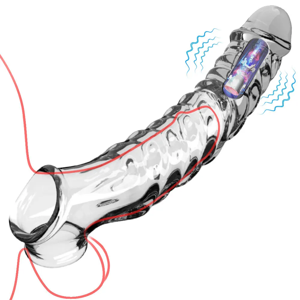 Reusable Penis Sleeve Extender Realistic Penis Condom Silicone Extension Sex Toy For Men Cock Enlarger