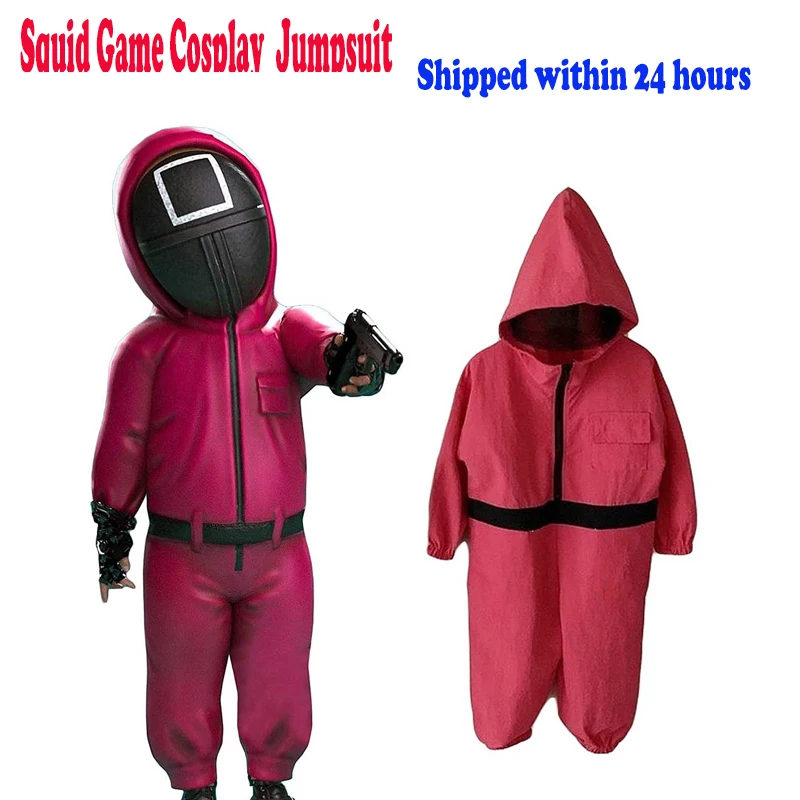 Halloween Squid Game Costume Kids Adult Cosplay Jumpsuit Logo Face Square Circle Triangle Plastic Helmet Masks Party Costume