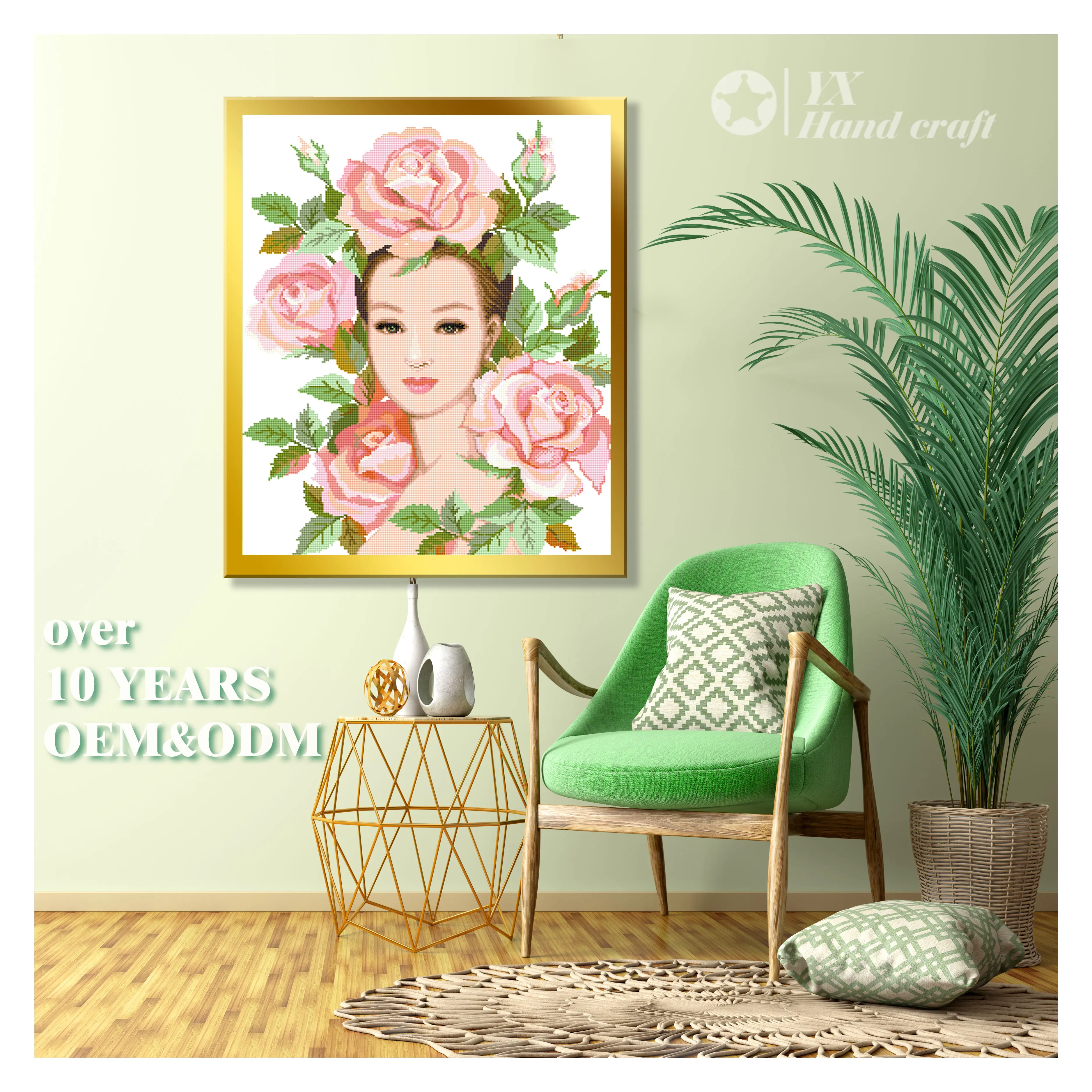 DIY Cross Stitch Kit Embroidery Kits flower beauty  Handmade Precise Printed Cross-Stitching Set