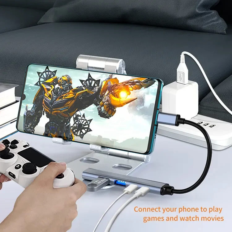 5 in 1 Type C port Ultra-Slim Data USB Hub transfer to 65W PD type c USB 2.0 3.0 docking station for MacBook Mac Pro Mac mini