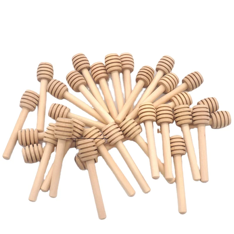 15 cm Hot selling high grade quality 8 cm wood honey dipper stick mini honey dipper accepting custom logo 10cm