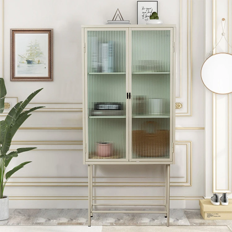 Hot Selling Credenza Buffet Modern Glass Storage Cabinet Vintage Furniture For Dinning Room White Sideboard