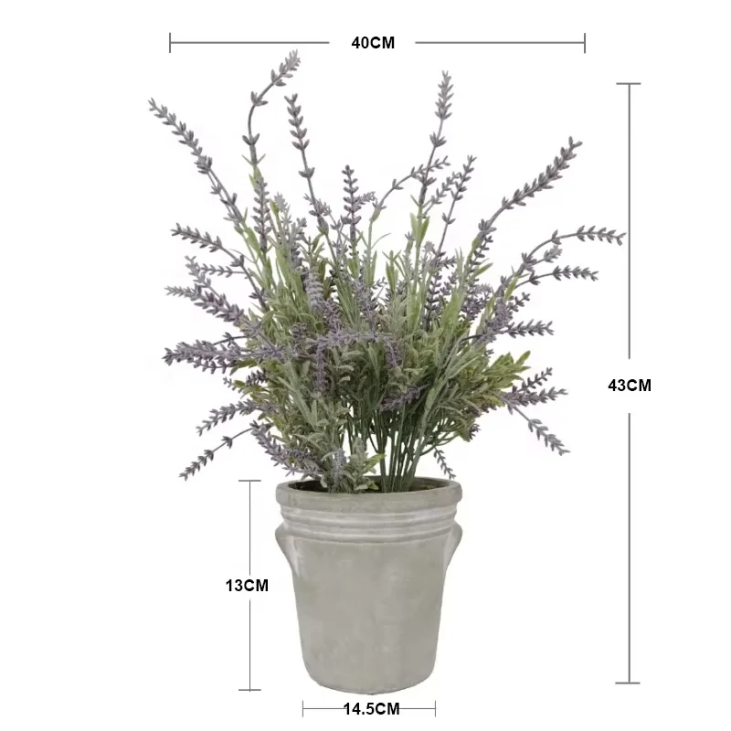 High Quality 43cm Plastic Artificial Flower Lavender For Interior For Outdoor Indoor Wedding Decoration