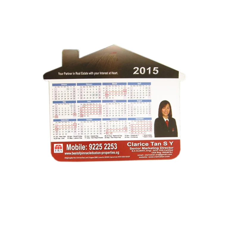Customized 2025 Calendar Magnetic Name Card Fridge Magnet House Shaped Fridge Magnet For Realtors
