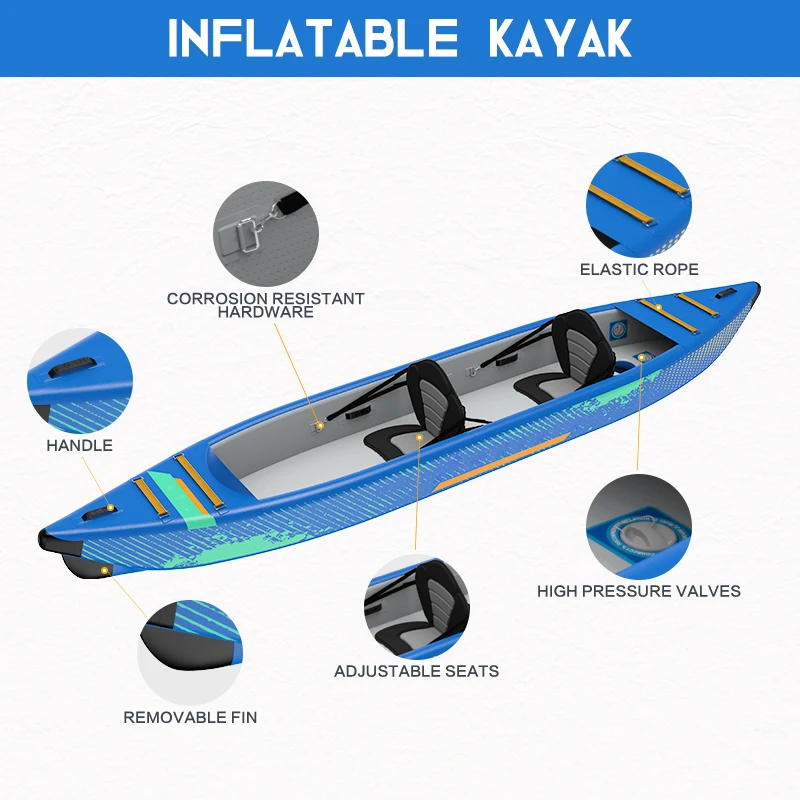 New Design Inflatable Kayak Packraft Fishing High Speed Pvc Kayak Rowing Boat Outboard Luxurious To Customize