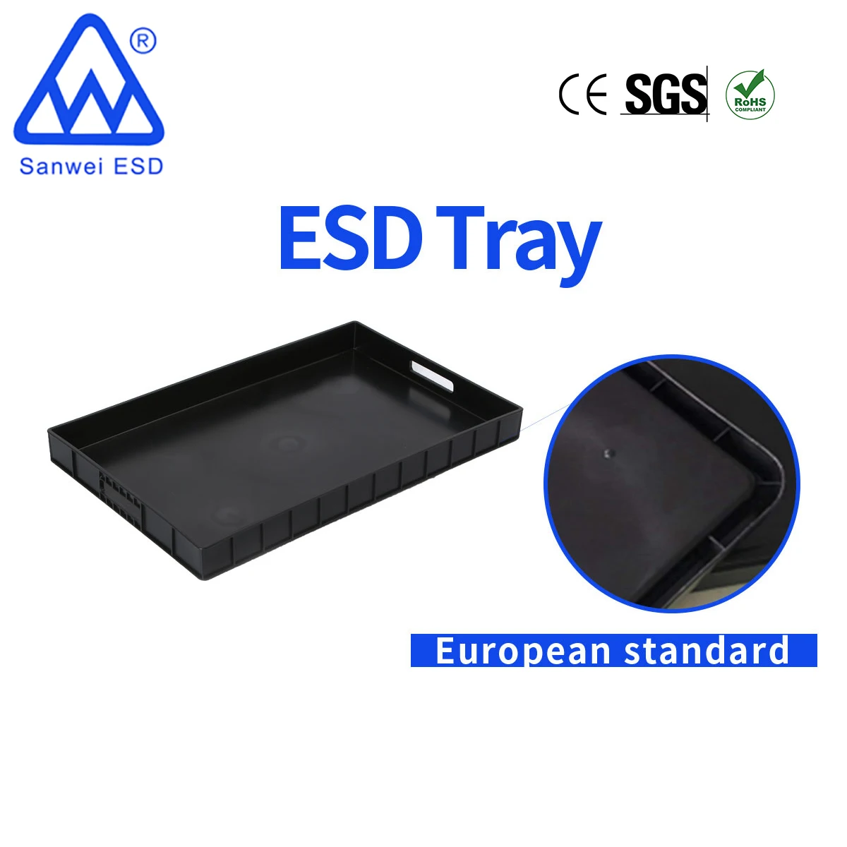 Черный антистатический пластиковый лоток для хранения печатных плат, проводящий лоток