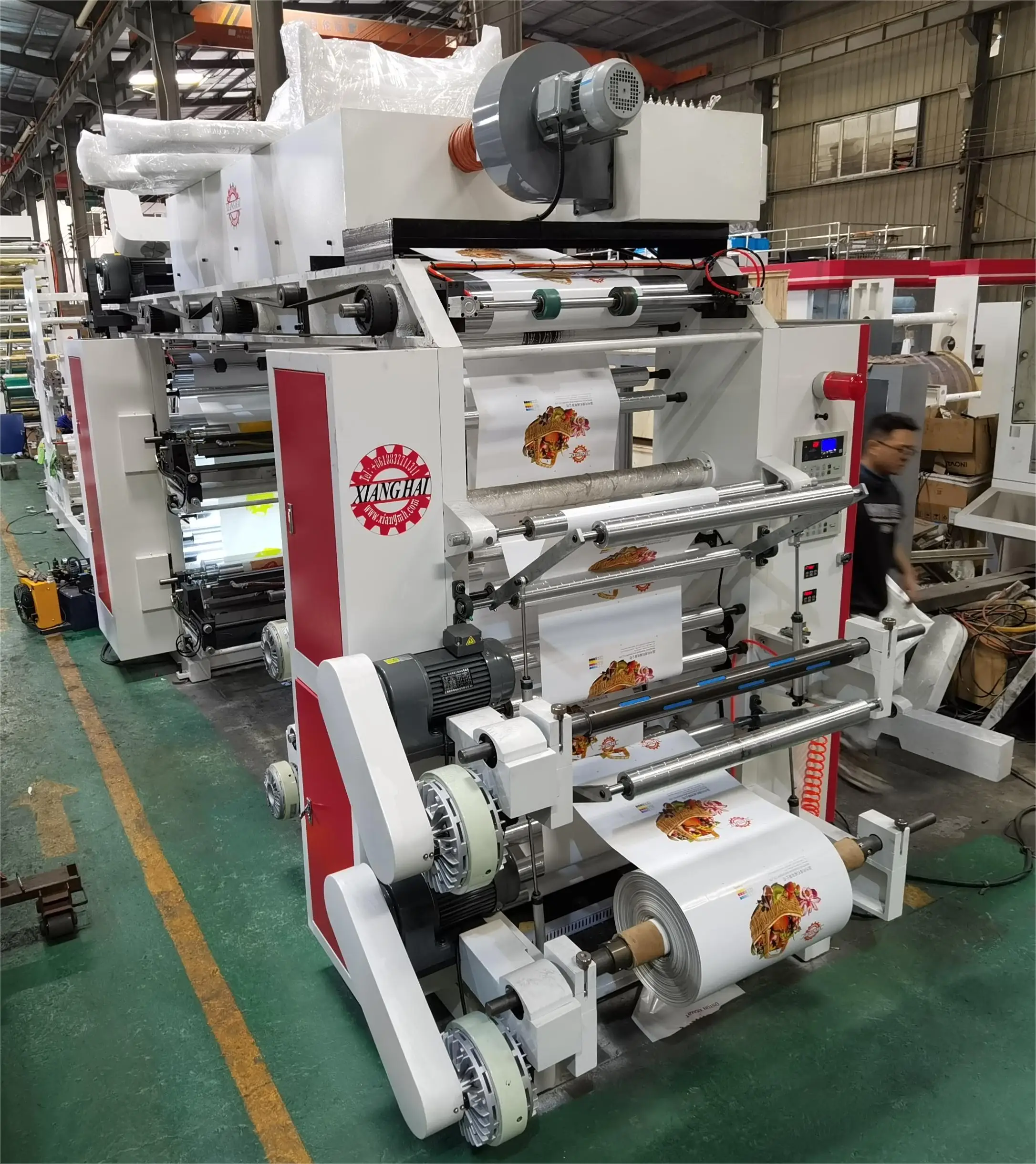 High speed Four colors Belt Design multicolor flexo graphic printing machine