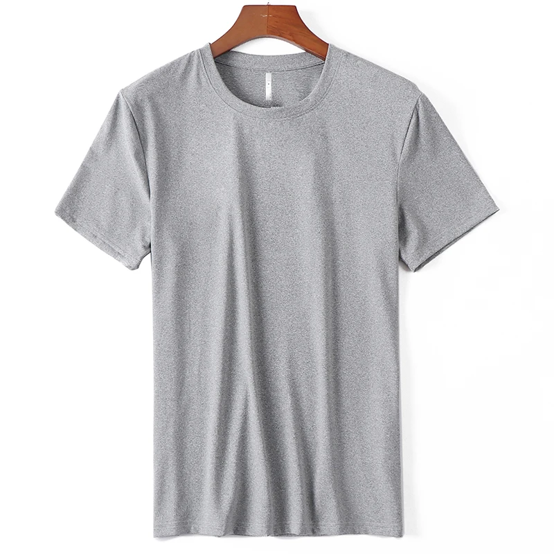 
wholesale cheap round neck moisture wicking polyester spandex elastic plain short sleeve t-shirt 