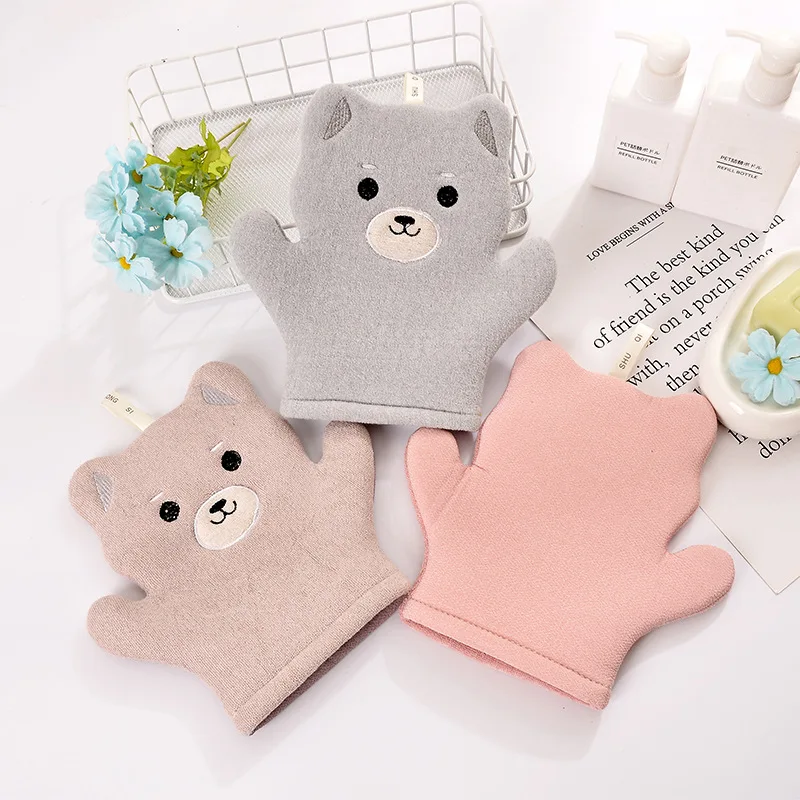 Baby Cartoon bath Glove Washcloth  Cartoon bath towel  Double sided rubbing bath gloves
