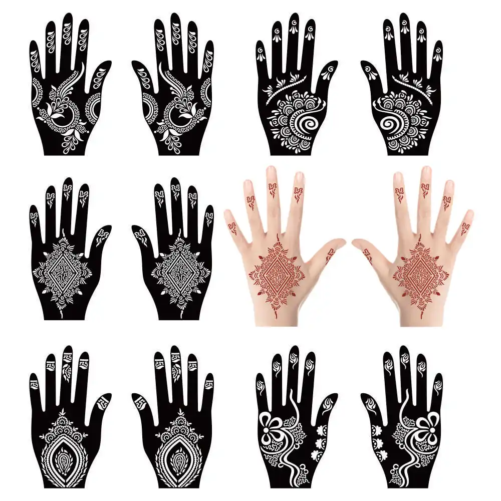 2023 Exquisite India Design Artfull Hand Henna Tattoo Stencils Henna Tattoo Stencils