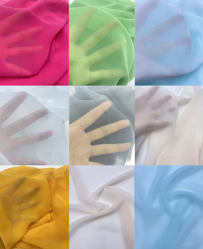 Wholesale natural silk georgette fabric custom dye crepe chiffon fabric for dress in ombre color gradient colors