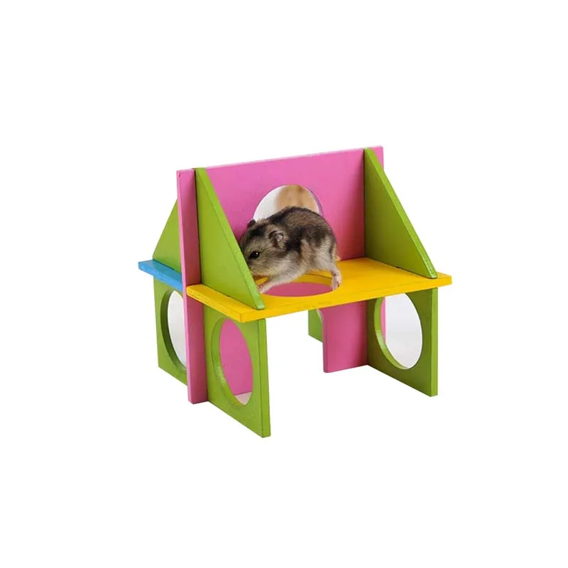 Hamster Wooden Tunnel Toy Exercise House Funny Seesaw Hideaway Grinding Teeth for Chinchilla Gerbil Rat Mouse Guinea Pig Toy