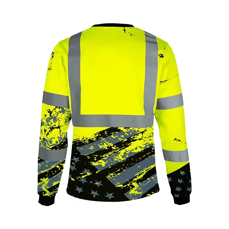 Full All Over Printed Fluorescence Polyester Reflective Work Long Sleeve Sublimation Shirts