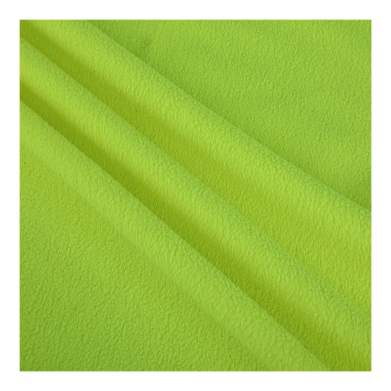 Флуоресцентная желтая 100% полиэстер Двусторонняя флисовая ткань