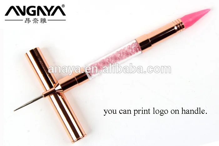 OEM &ODM 100 % Kolinsky Beauty Rose Gold Two Head Silicone Head Nail Tool Gel Acrylic 3D Nail Brush Set