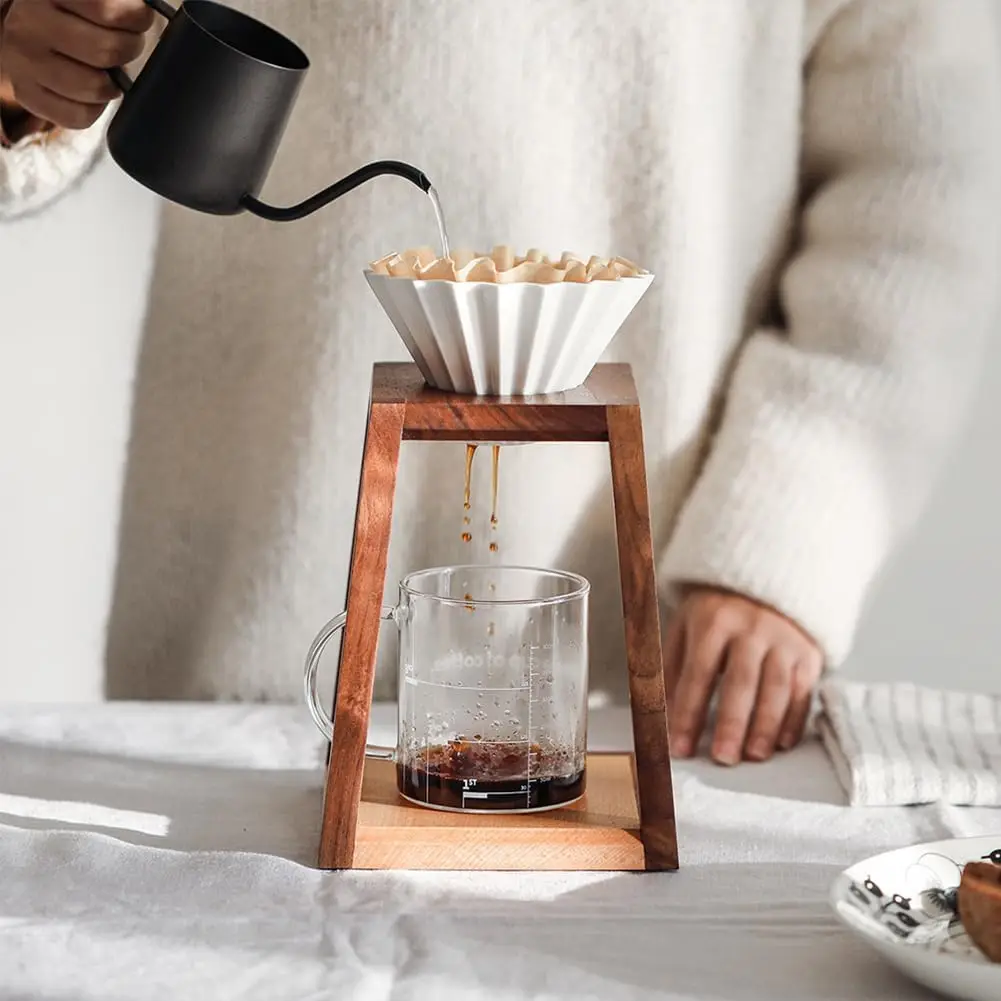 Pour Over Coffee Station Coffee Dripper Stand Wooden Drip Station Pour Over Coffee Maker Stand Filter Holder