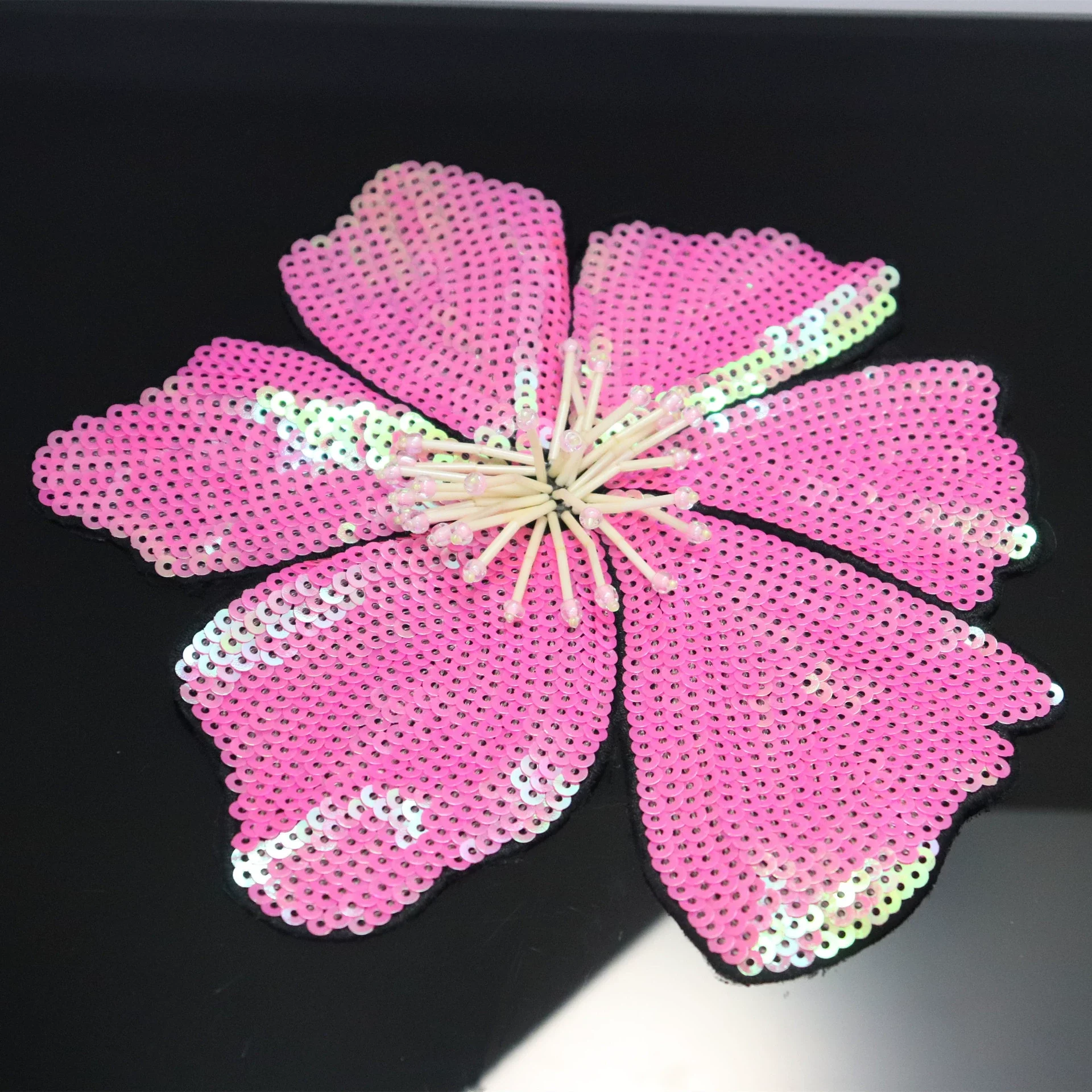 Garment Accessories 3D flower motifs Sequin flower applique Decorative beaded flowers for bag shoes clothing