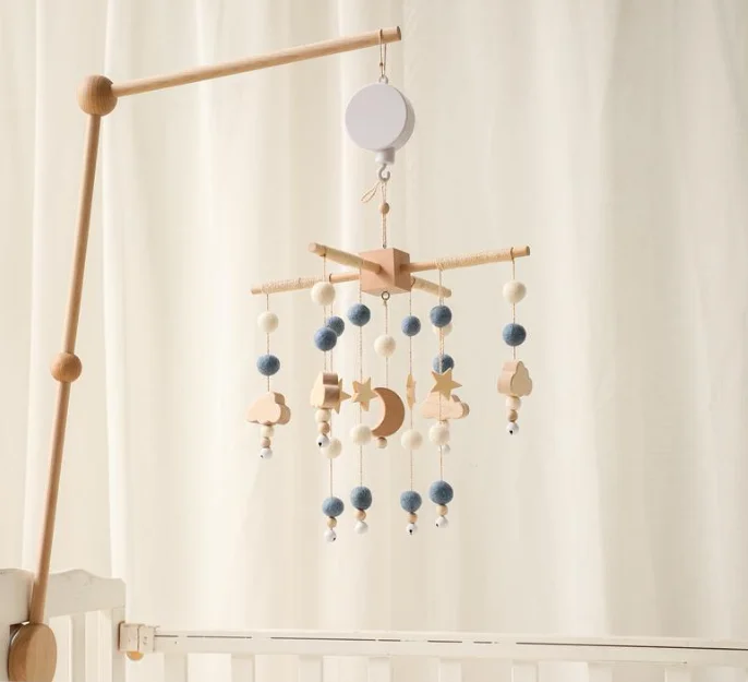 New style Baby Bed Bell Music Box Bracket Three Sets Soothing Rattles Crib Toy For Kids