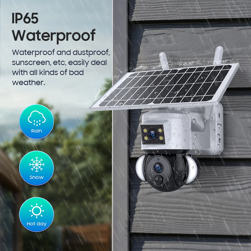 Wireless 4k Solar Camera Dual camera 360 10X Optical Zoom Solar Powered surveillance camera wireless WIFI