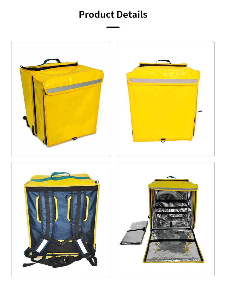 Waterproof Aluminum foil heated thermal insulated pizza food delivery bag backpack for motorcycle bike