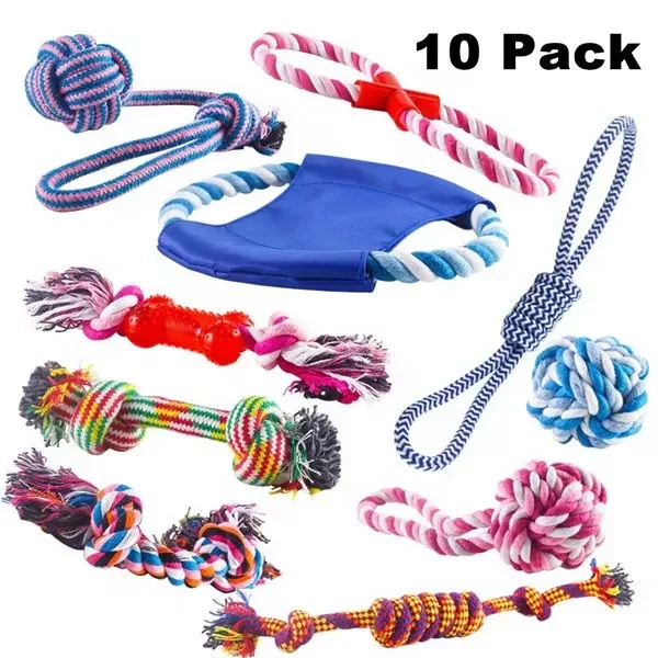 Durable cotton rope dog toys 10 pack gift set Free assortment pet chew dog toy 2022