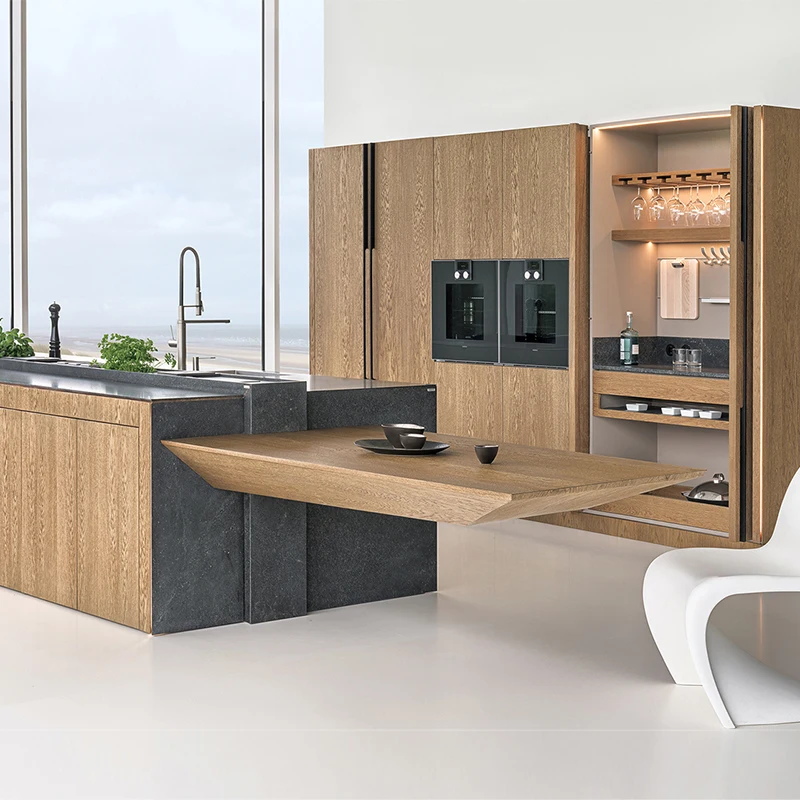 Manufacturers American project Luxury Solid wood walnut modular full kitchen cabinets