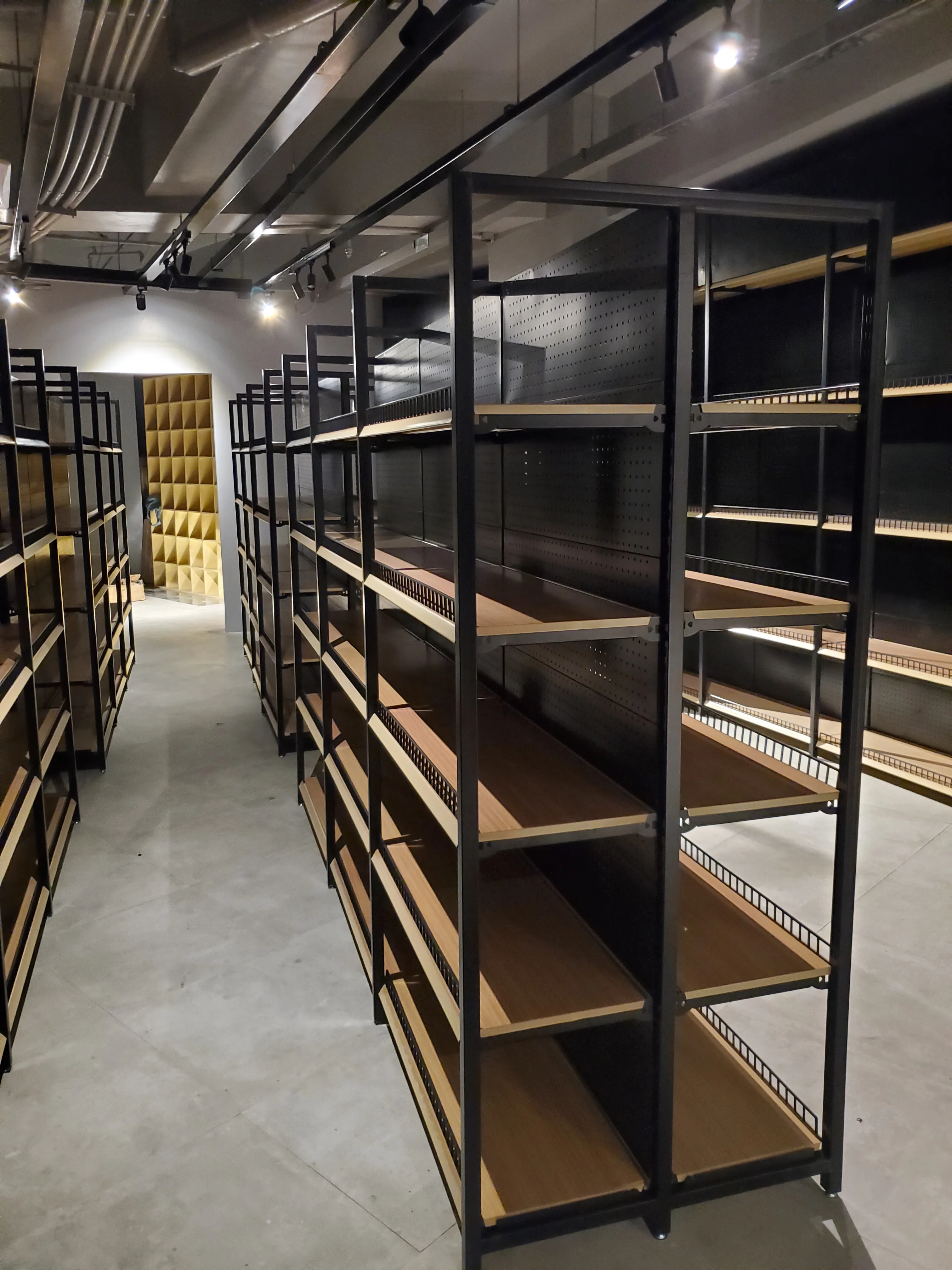 Manufacturers retail wood grain for custom metal frame stores wholesale strong supermarket shelf displays