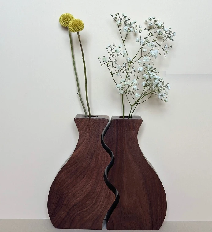 W384 Unique Wood Bud vase wood carving vase