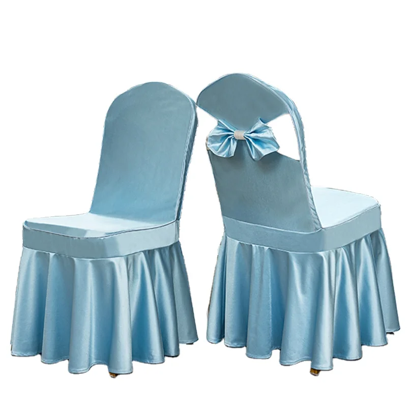 8dwl Wholesale Hotel Chair Cover Tribute Satin Special Stool Banquet cover decorative bow