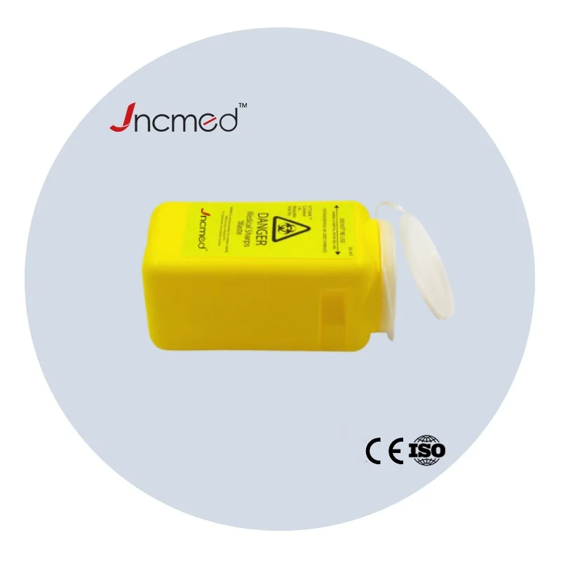 Portable Medical Hard 1.4L Plastic Sharps Container Flip-top Lid Makeup Tattoo Needles Disposal Waste Box Mini Trash Can