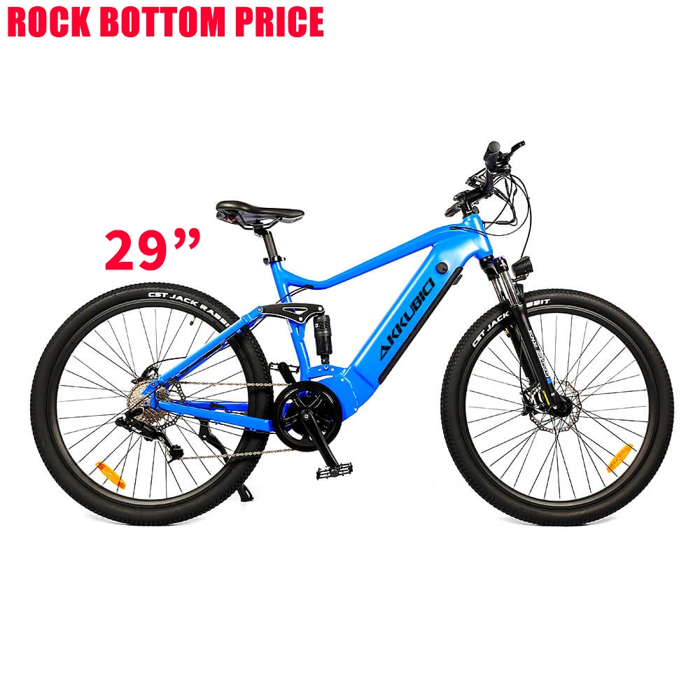 Электрический городской велосипед Akkubici, 500 Вт, средний привод, электронный велосипед с полной подвеской, горный электровелосипед, колеса 29 дюймов
