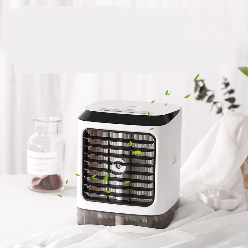 Мини-охладитель воздуха, светодиодный светильник, портативный, 3 скорости, Usb, настольный, воздушное охлаждение, с резервуаром для воды, бытовой кондиционер воздуха
