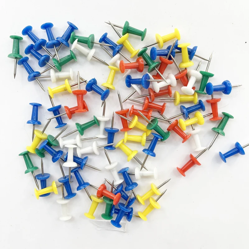 Оптовая продажа красочные школьные декоративные пластиковые нажимные штифты для рисования