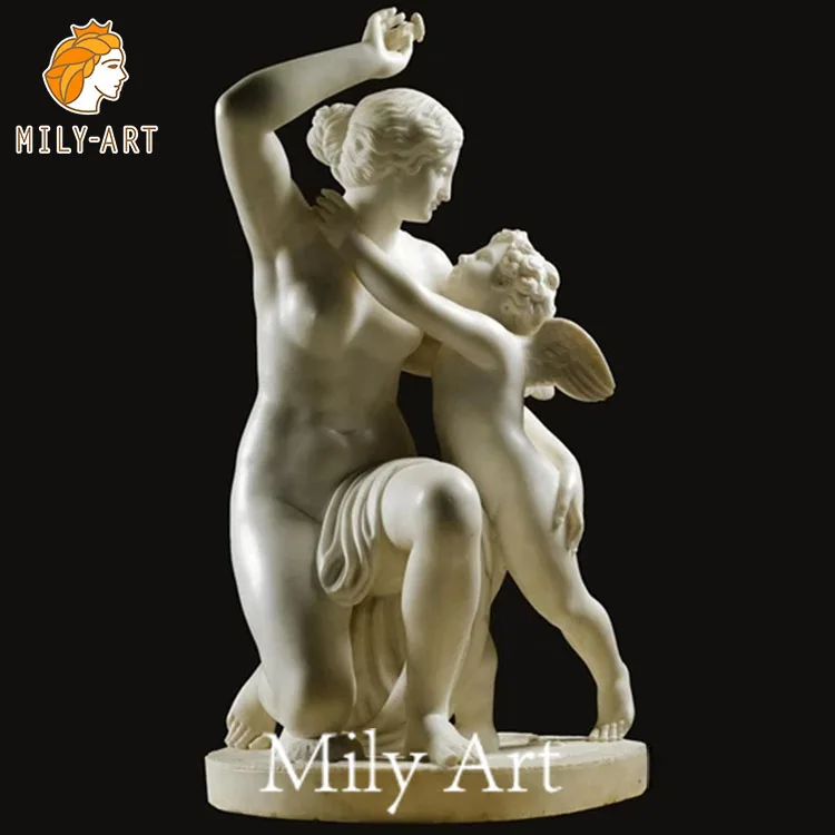 Ancient Greek Figure Life Size Marble Venus and Angel Cupid Statue for Park