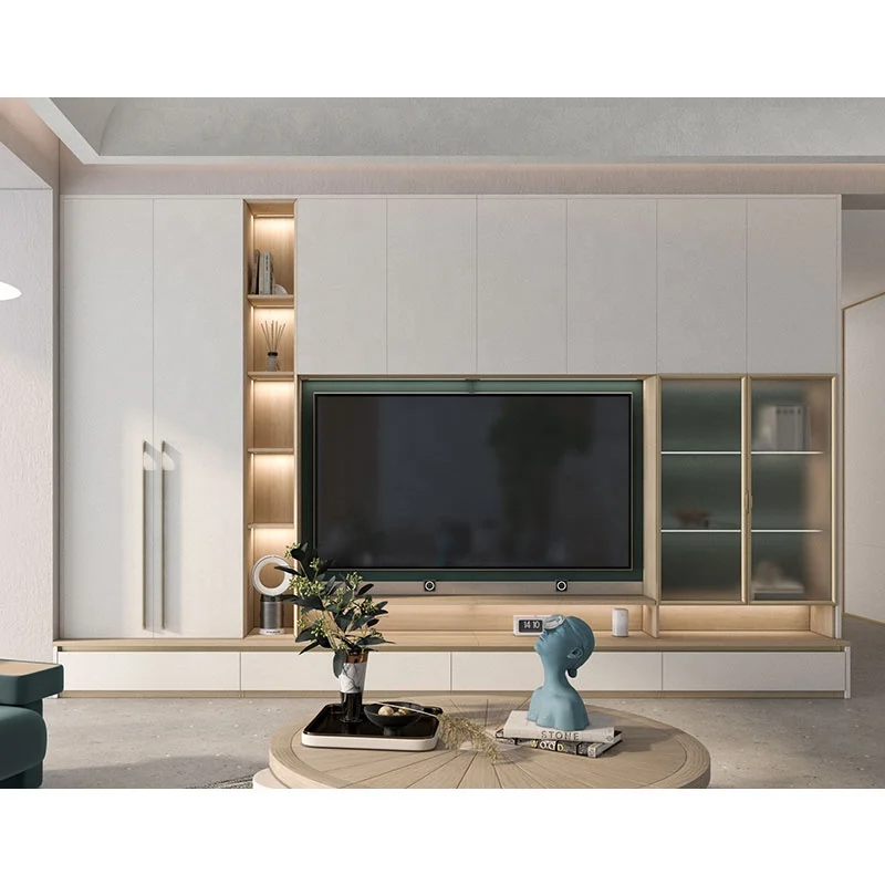 Customized Design Living Room Showcase TV Wall Unit Furniture Wooden TV Stand