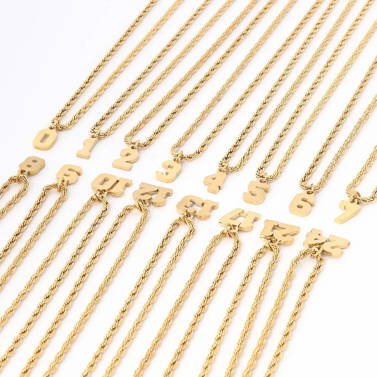 Angel Number Necklace Stainless Steel Twisted Rope Chain Stainless Steel  Personalized Lucky Number Charms Pendant Necklace