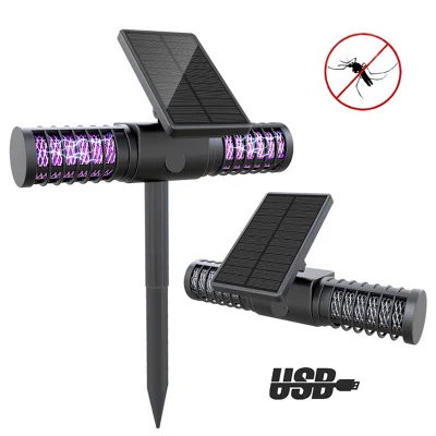 
New arrived Portable Solar Powered USB Rechargeable UV LED Waterproof Electronic Garden Mosquito Killer Light 